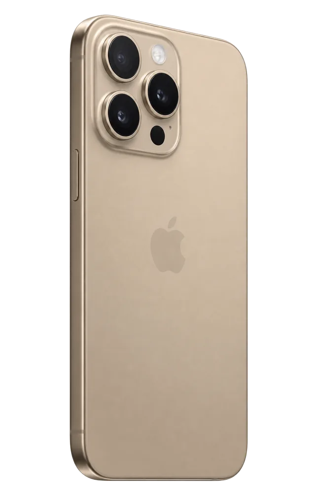 iPhone 15 Pro in Gold titanium, back view